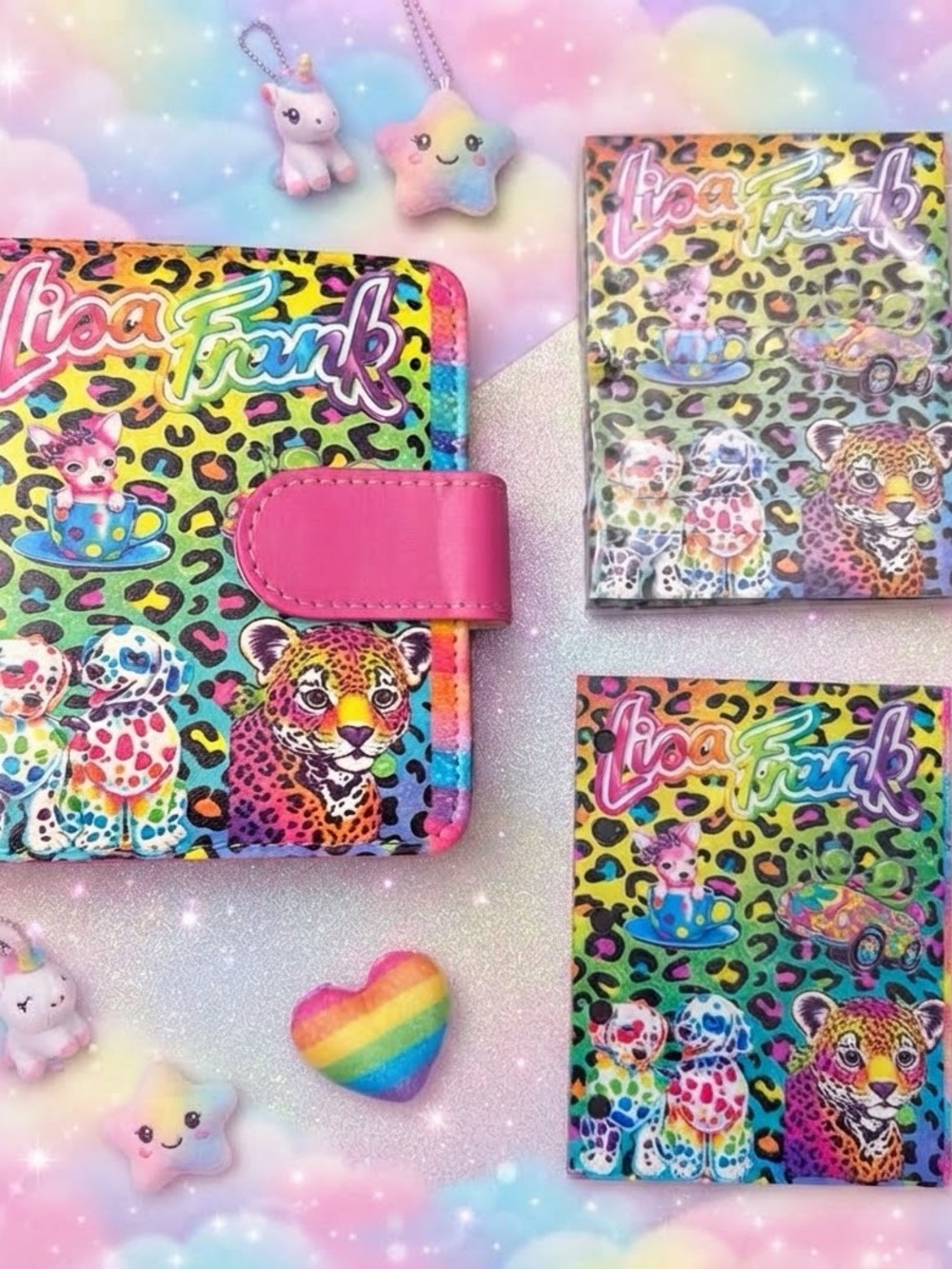 Lisa Frank Kids Rainbow Leopard A6 binder - Pink Accent